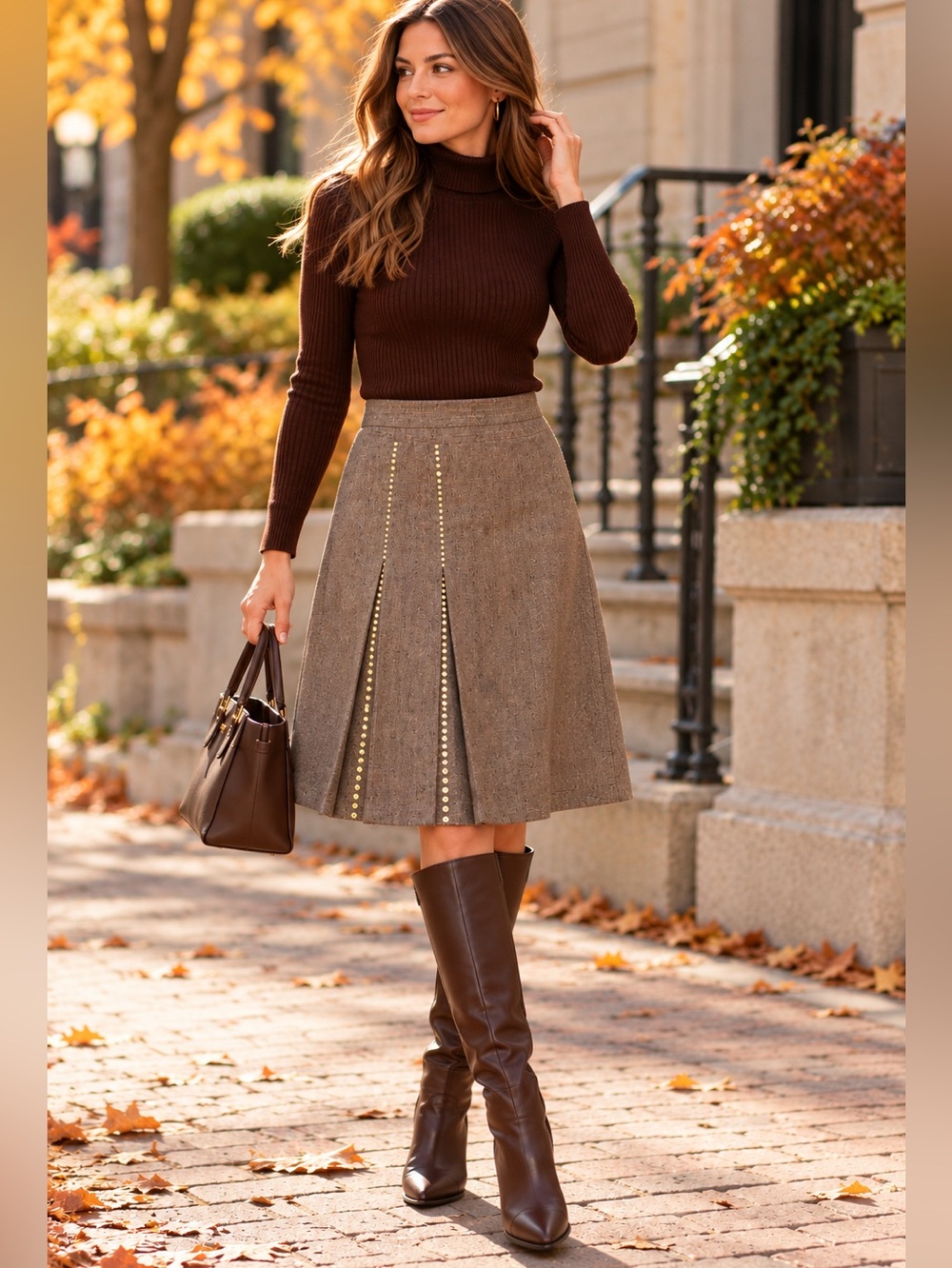 House of Fraser Tweed A-Line Skirt Size: UK 14 / US 10 / EU 42
